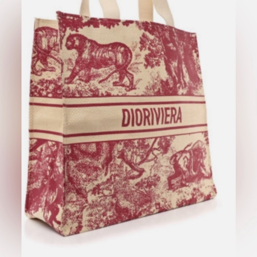 Dior Burgundy and Beige Tote Bag - Picture 2 of 5